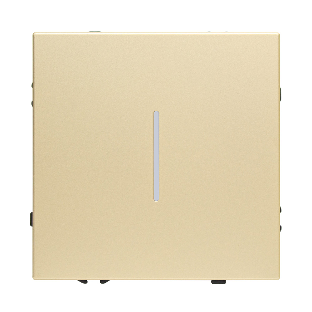 Фото Выключатель c подсветкой золотой, одноклавишный, 1 пост, с тонкой пластиковой рамкой Vell EchoGrand {GD1P-1L-EchoGrand} (5)