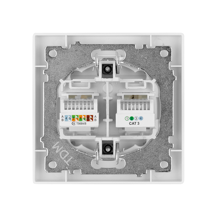 Фото Розетка телефонная RJ11 + компьютерная RJ45 белая "Сенеж" TDM {SQ1816-0048} (2)