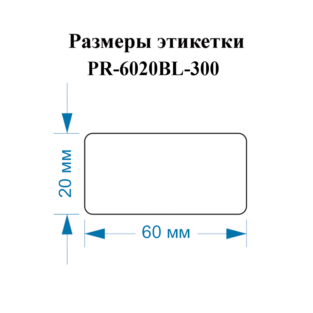 Фото Этикетки Vell для Puty PT-82DC (60 мм х 20 мм, синие, 300 шт) {PR-6020BL-300} (1)