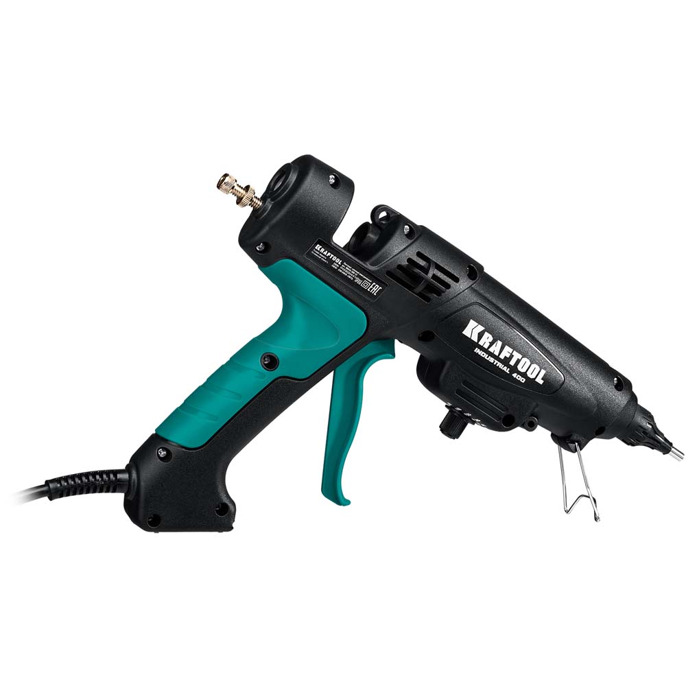 Фото Пистолет клеевой (термоклеящий) "PRO", KRAFTOOL 06843-300-12, электр, двухкомп корпус, регулятор темп, выход клея 1,5 кг/час, d=12мм, 300Вт (3)