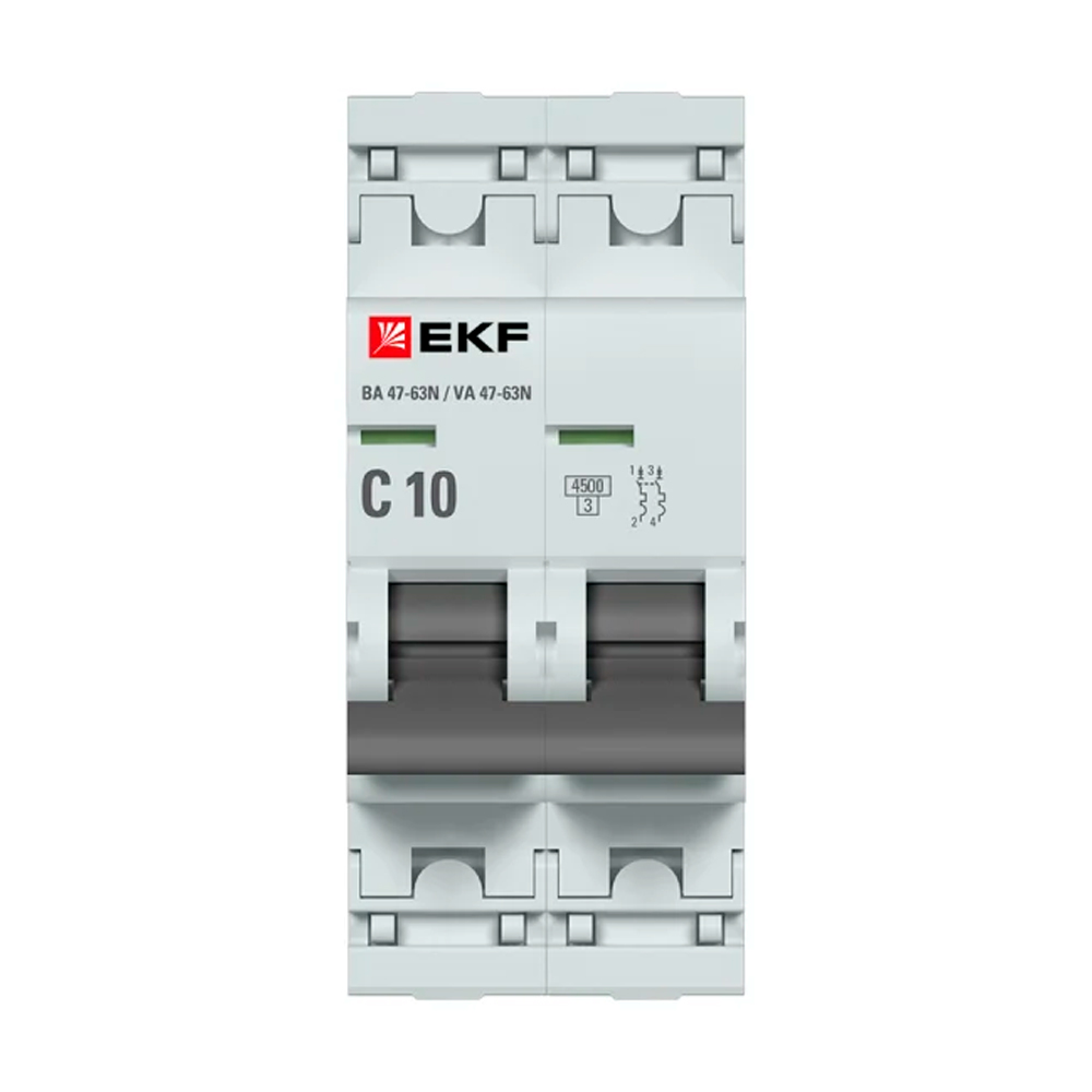 Фото Выключатель автоматический 2п C 10А 4.5кА ВА 47-63N PROxima EKF M634210C (1)