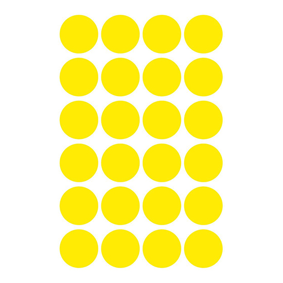 Фото Этикетки точки, желтые Ø 18 мм (4 страницы, 96 этикеток) {3007} (2)