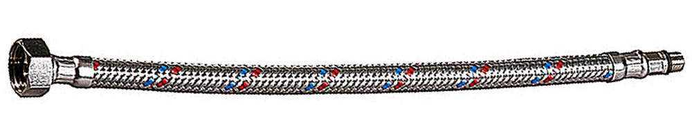 Фото Подводка гибкая ЗУБР для воды к смесителям, оплетка из нержавеющей стали, укороченная, г/ш 1/2" - 0,4м {51002-040}