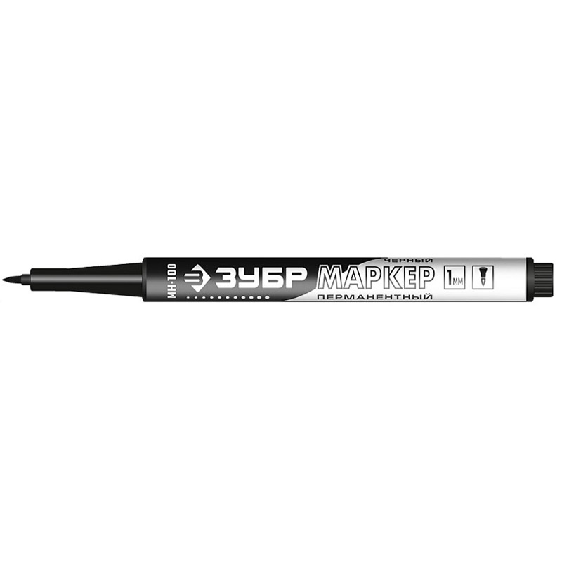 Фото ЗУБР МП-300К черный, 2-5 мм клиновидный перманентный маркер с увелич объемом {06323-2}