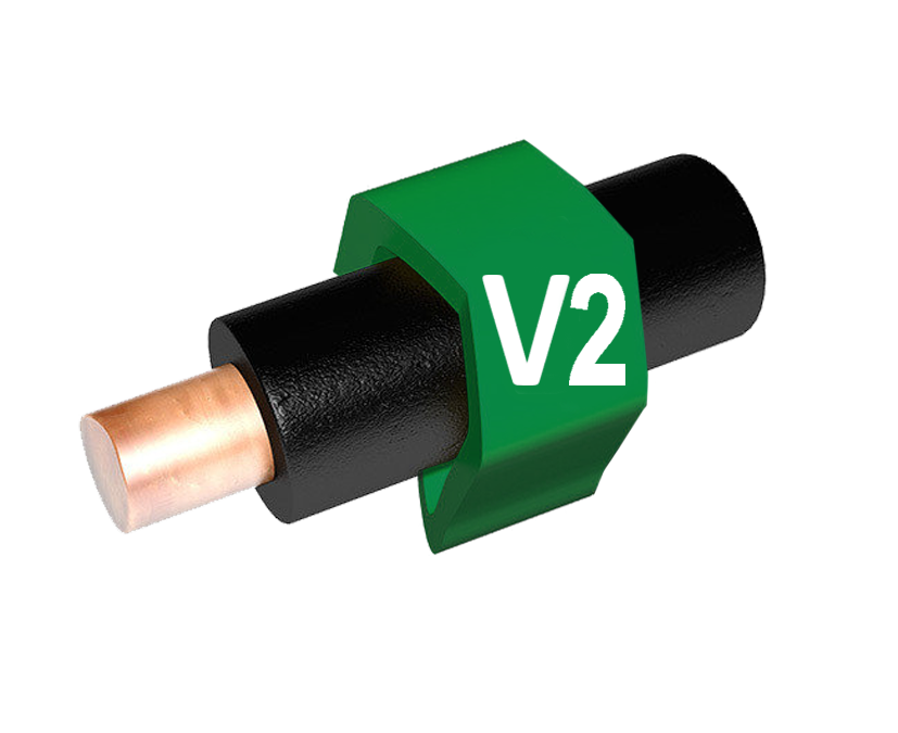 Фото Маркеры многознаковые Partex PA-1 на провода и кабели 1.5-4.0 мм², символ "V2", Ø 2.5-5.0 мм, зеленый (пачка 100 шт.) {PA-10006AV59.V2}