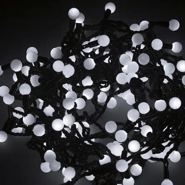 Фото Гирлянда "Мультишарики" Ø23 мм, 10 м, черный ПВХ, 80 диодов, цвет белый {303-515}