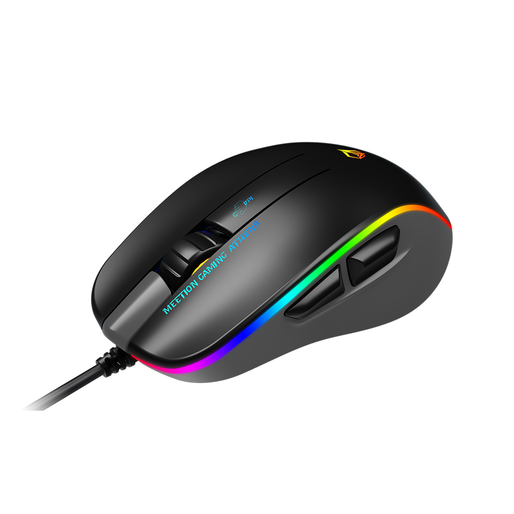 Фото Проводная игровая мышь MeeTion, RGB, 12800 dpi, 1.8 м, USB, 6 кнопок, черная {MT-MG23_2023} (1)