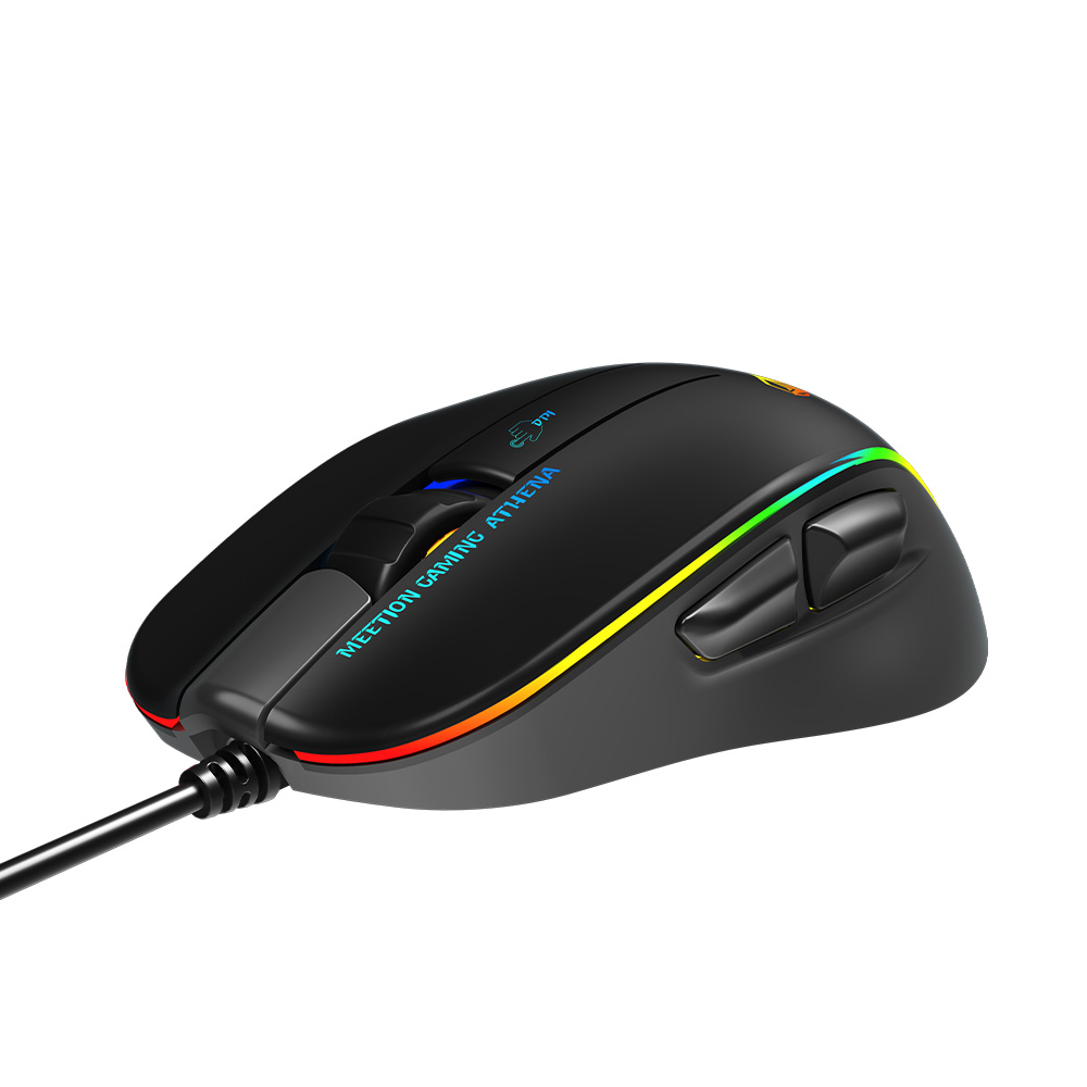 Фото Проводная игровая мышь MeeTion, RGB, 12800 dpi, 1.8 м, USB, 6 кнопок, черная {MT-MG23_2023} (3)