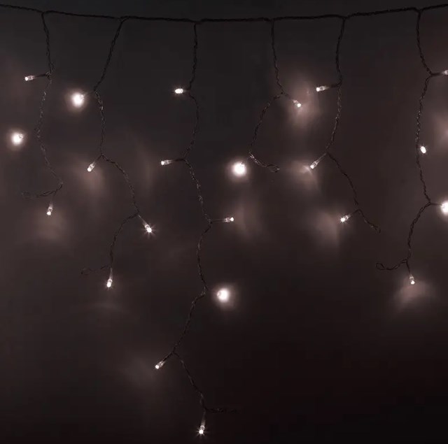 Фото Гирлянда Айсикл (бахрома) светодиодный, 4,8 х 0,6 м, прозрачный провод, диоды теплый белый, 176 LED {255-146}