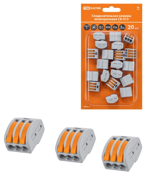 Фото Соединительная клемма СК-413 (2,5мм²) (20 шт/блистер) TDM {SQ0527-0008} (1)