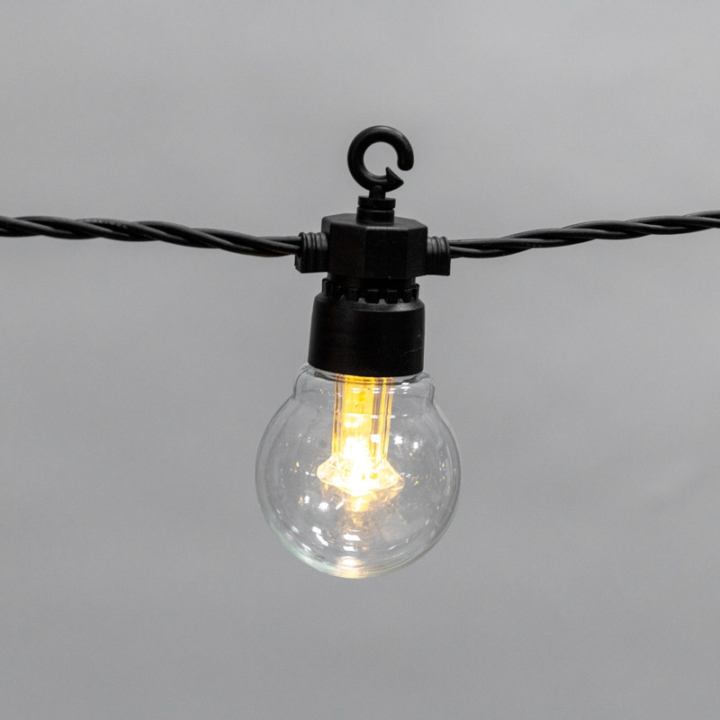 Фото Уличная гирлянда Лофт 10м, черный каучук, 20 прозрачных ламп, теплый белый, влагостойкая IP65, Neon-Night {331-355}