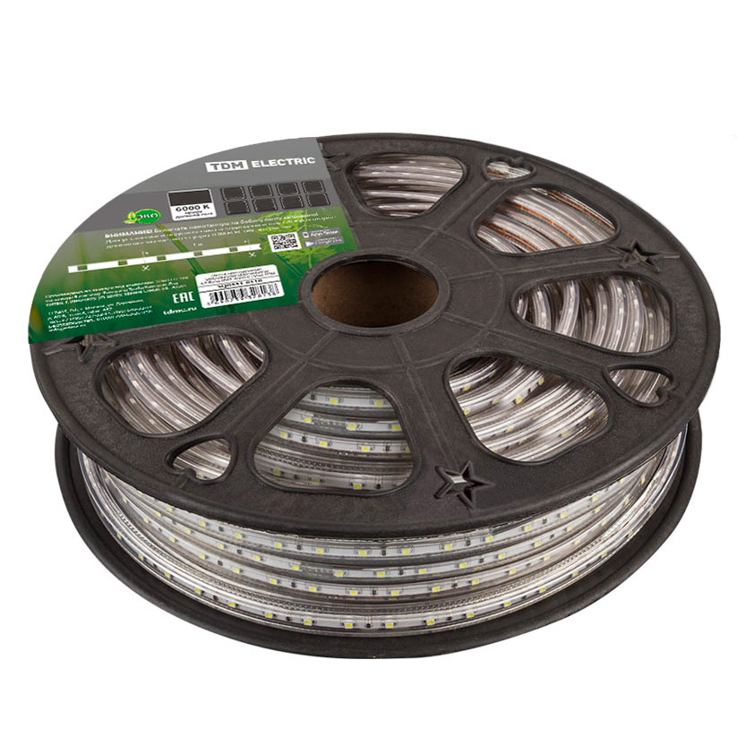 Фото Лента светодиодная SMD2835-60 LED/м-220 В-4,8 Вт/м-IP67-6000 K TDM {SQ0331-0110}