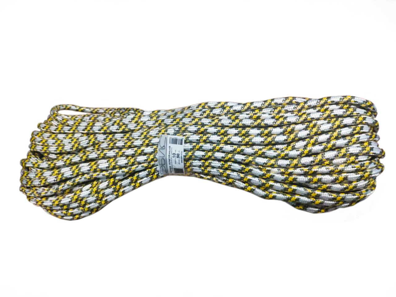 Фото Веревка плетеная 24-прядная, моток, п/п 10 мм (50 м) цветная {70241}