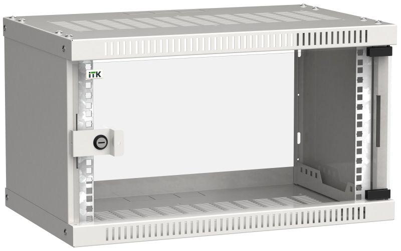 Фото Шкаф LINEA WE 6U 550х350мм стекл. дверь сер. ITK LWE3-06U53-GF