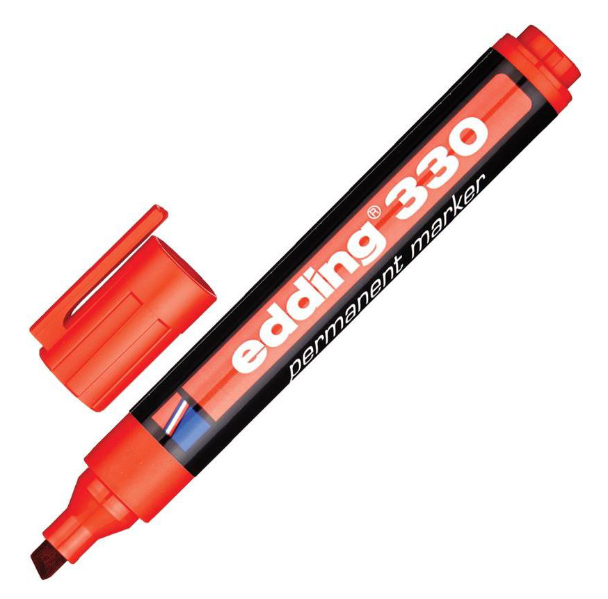 Фото Перманентный маркер Edding E-330 красный, клиновидный наконечник 1-5 мм {E-330#2}