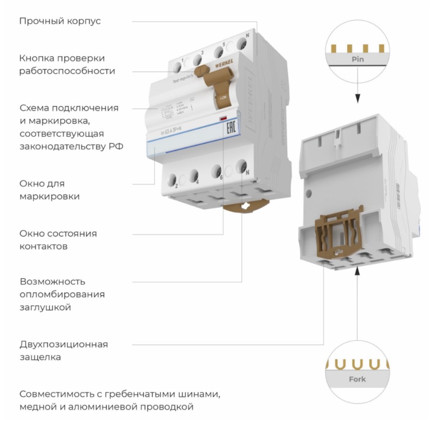 Фото Устройство защитного отключения 3P+N 63 A 30m А АС 6 kА W914P636 {a062566} (1)