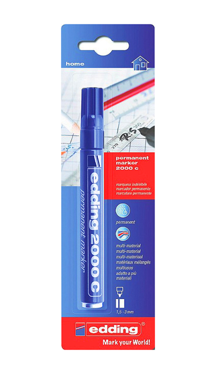 Фото Перманентный маркер Edding, скошенный наконечник, заправляемый, 1-5 мм, синий {E-2200C#1-B#3}