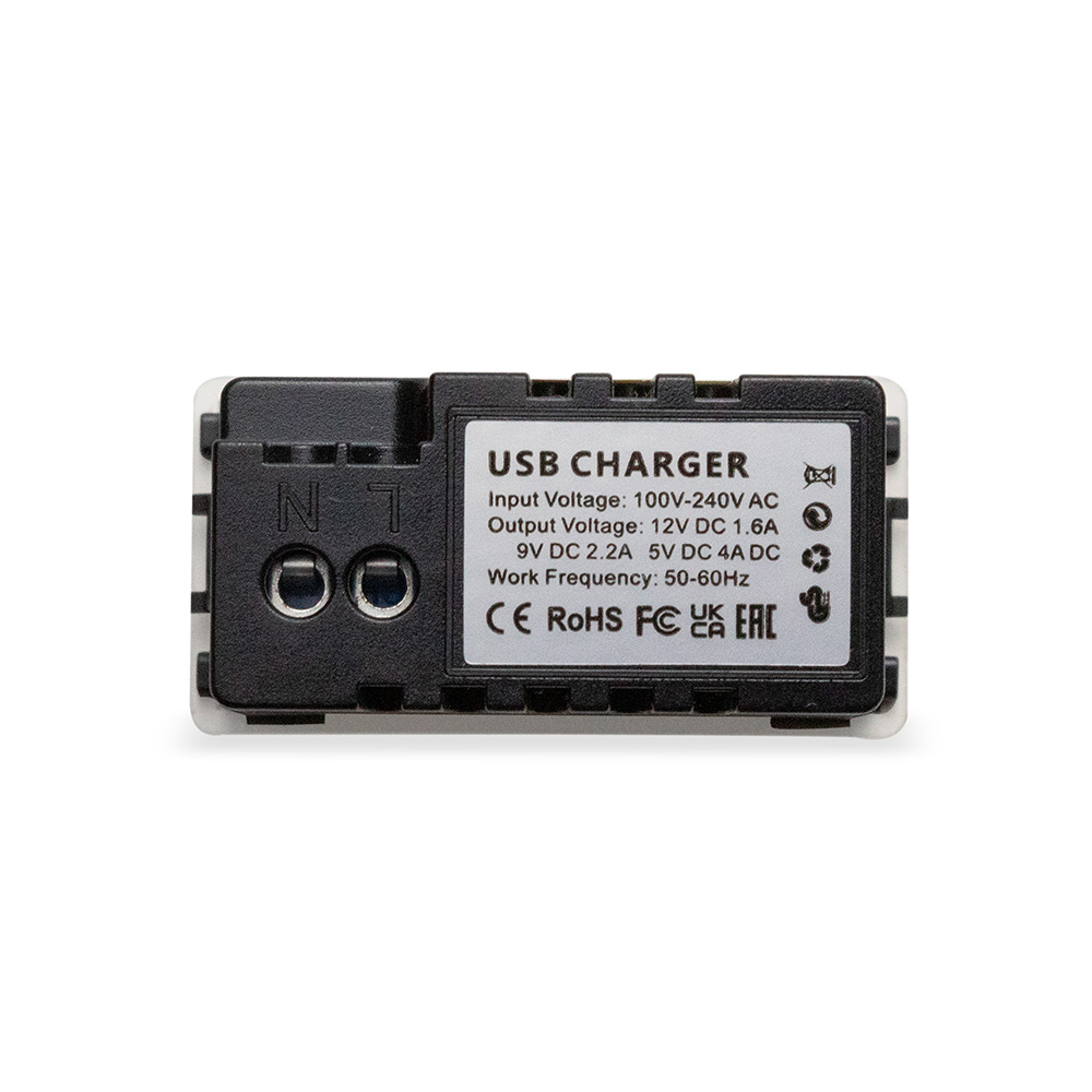 Фото Розетка белая, 1/2, USB A + USB С разъем, 1A, модуль, Vell {WH-1/2-AC} (2)