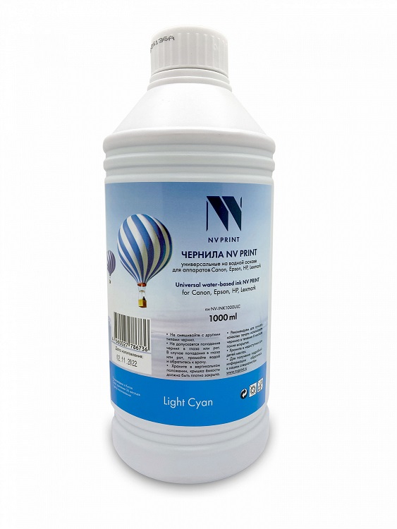 Фото Чернила NVP универсальные на водной основе для Сanon, Epson, НР, Lexmark (1000 ml) Light Cyan {C6167}
