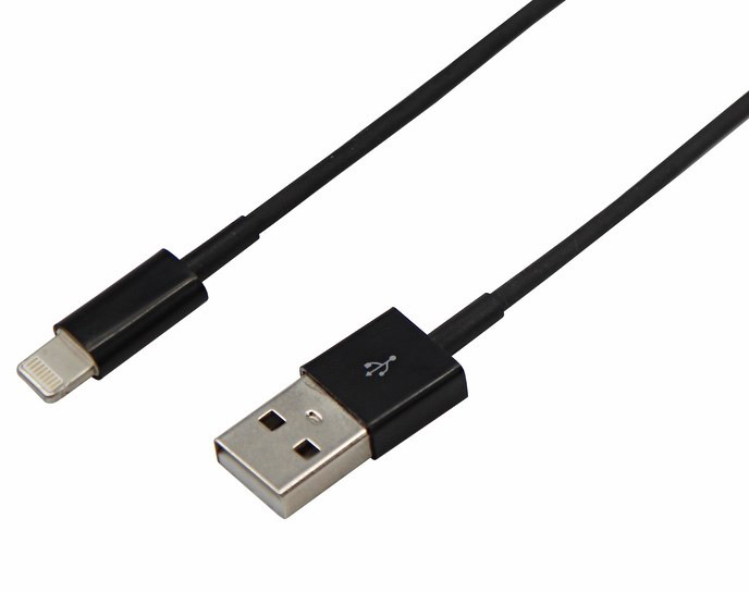 Фото USB кабель для iPhone 5/6/7 моделей шнур 1 м черный REXANT {18-1122}