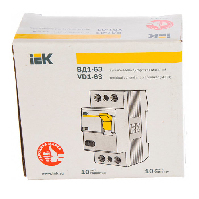 Фото Выключатель дифференциального тока (УЗО) 2п 16А 30мА тип AC ВД1-63 IEK MDV10-2-016-030 (3)