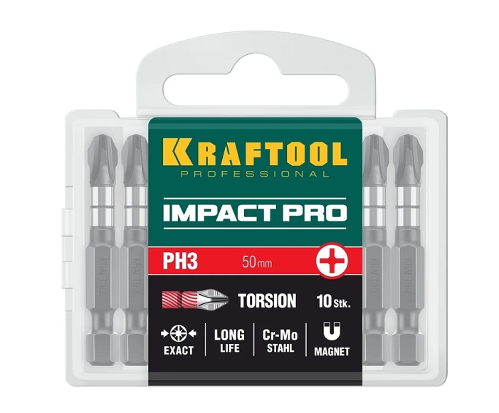 Фото Ударные биты KRAFTOOL Impact PH 3, 50 мм, 10 шт {26191-3-50-S10} (3)