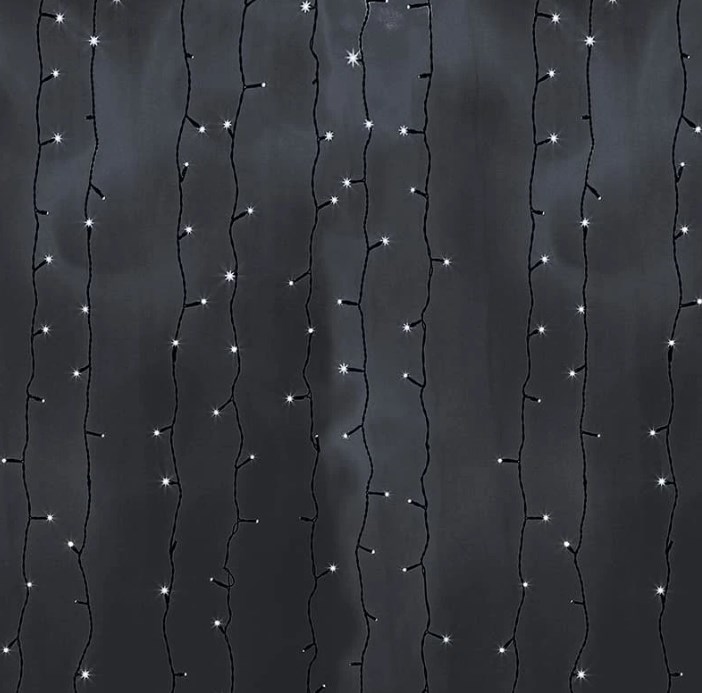 Фото Гирлянда "Светодиодный Дождь" 2х6м, постоянное свечение, черный провод, 230 В, диоды белые, 1140 LED {235-165}
