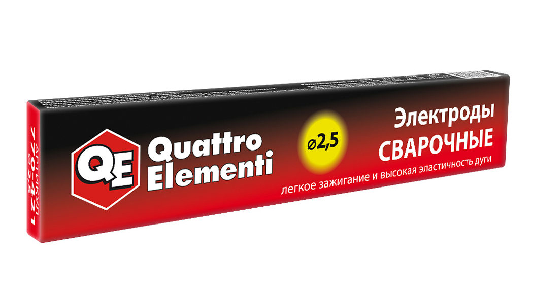 Фото Электроды сварочные Quattro Elementi рутиловые, 2.5 мм, масса 0.9 кг {770-421}