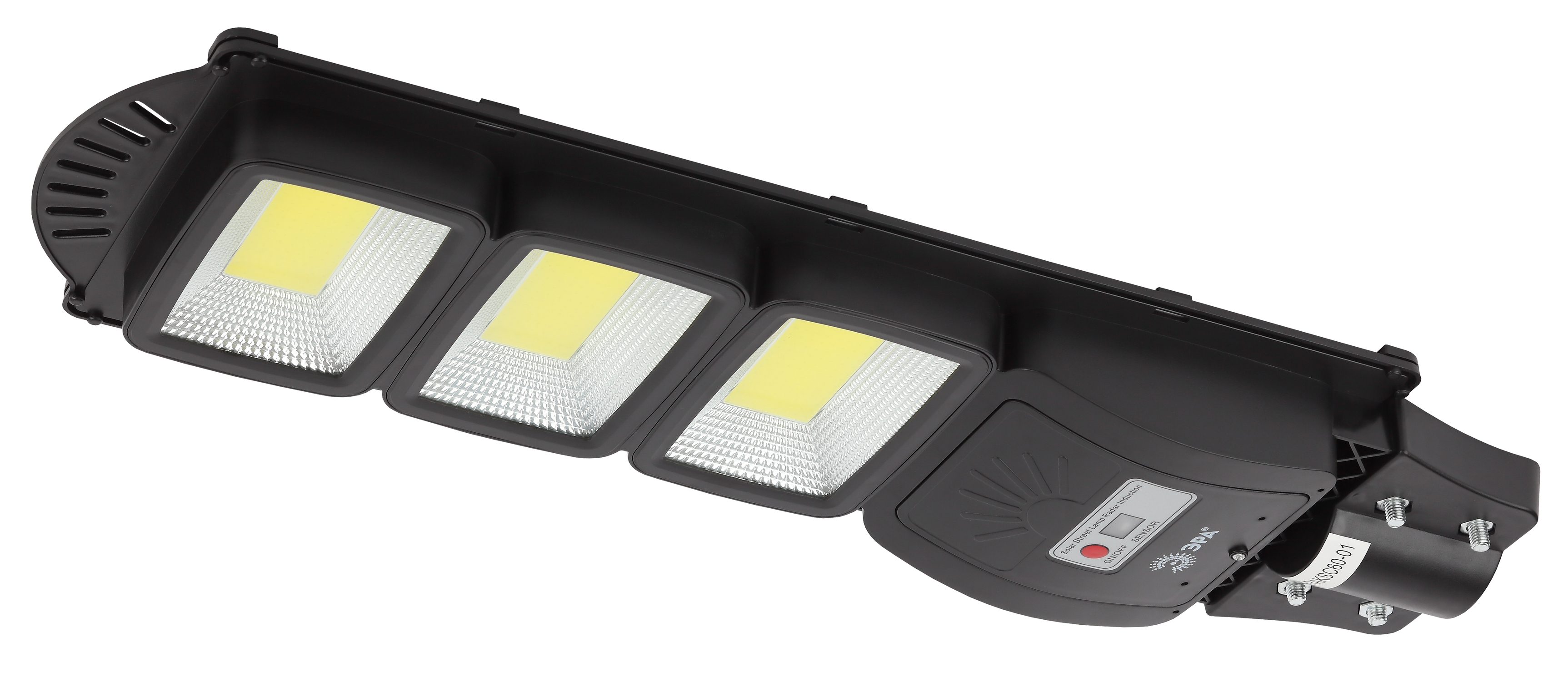 Фото ЭРА ERAKSC60-01 Консольный светильник на солнечной батарее,COB, 60W, с датч. движ., ПДУ, 1100lm, 5000К, IP65 {Б0046795}