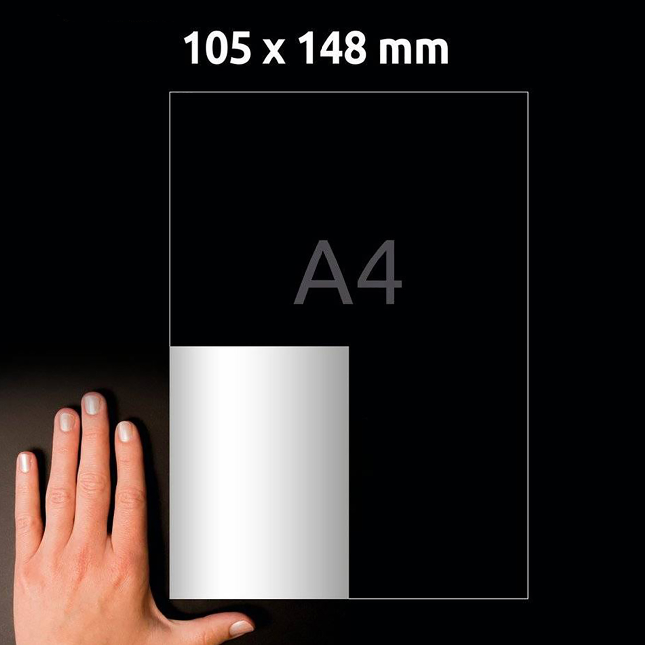 Фото Серебристые полиэстерные этикетки 105x148 мм, ч/б лазерный принтер (4 шт. на листе А4, 20 листов) {L6134-20} (3)