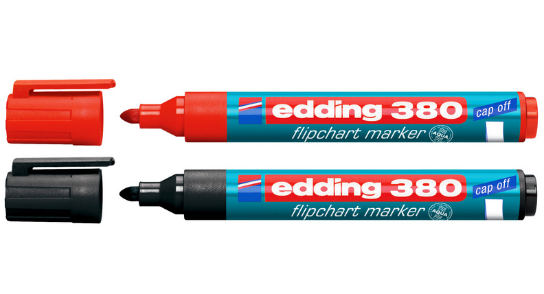Фото Набор флипчарт-маркеров Edding, круглый наконечник 1,5-3 мм, 4 цвета, ассорти {E-380#4S} (1)