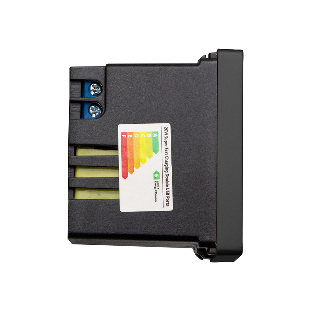 Фото Розетка черная, 1/2, USB A + USB С разъем, модуль, Vell {BK-1/2-AC} (1)