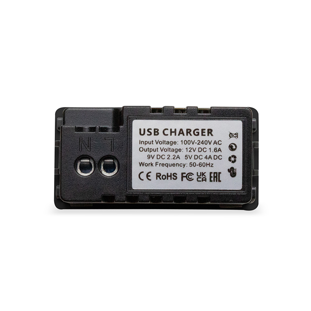 Фото Розетка черная, 1/2, USB A + USB С разъем, модуль, Vell {BK-1/2-AC} (2)