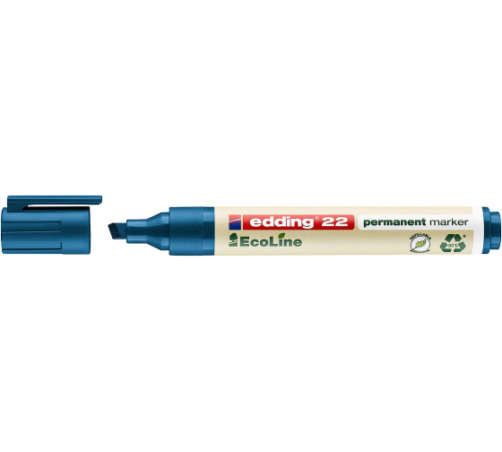 Фото Перманентный маркер Edding EcoLine, клиновидный наконечник, 1,5-5 мм, синий {E-22#3}