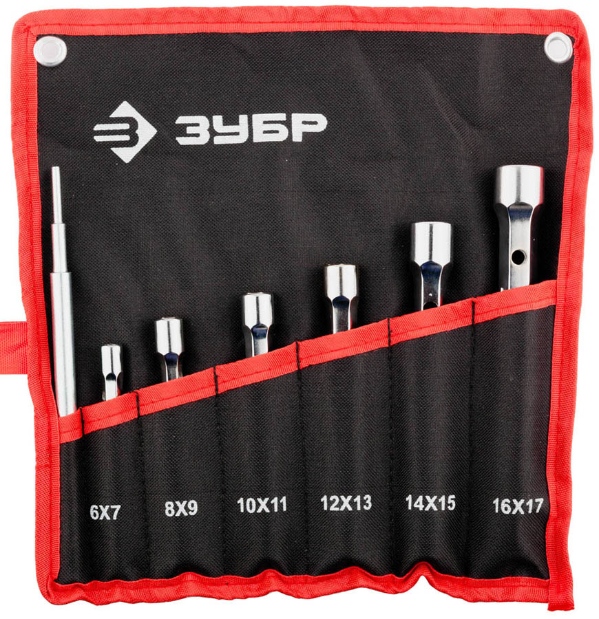 Фото Набор ЗУБР "МАСТЕР": Ключи торцовые, двухсторонние, усиленные, шестигранный профиль, 6-17мм, с воротком, 7шт {27190-H7}