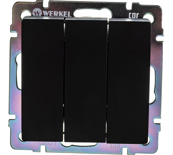 Фото W1130008/ Выключатель трехклавишный (черный матовый) Werkel {a051596}