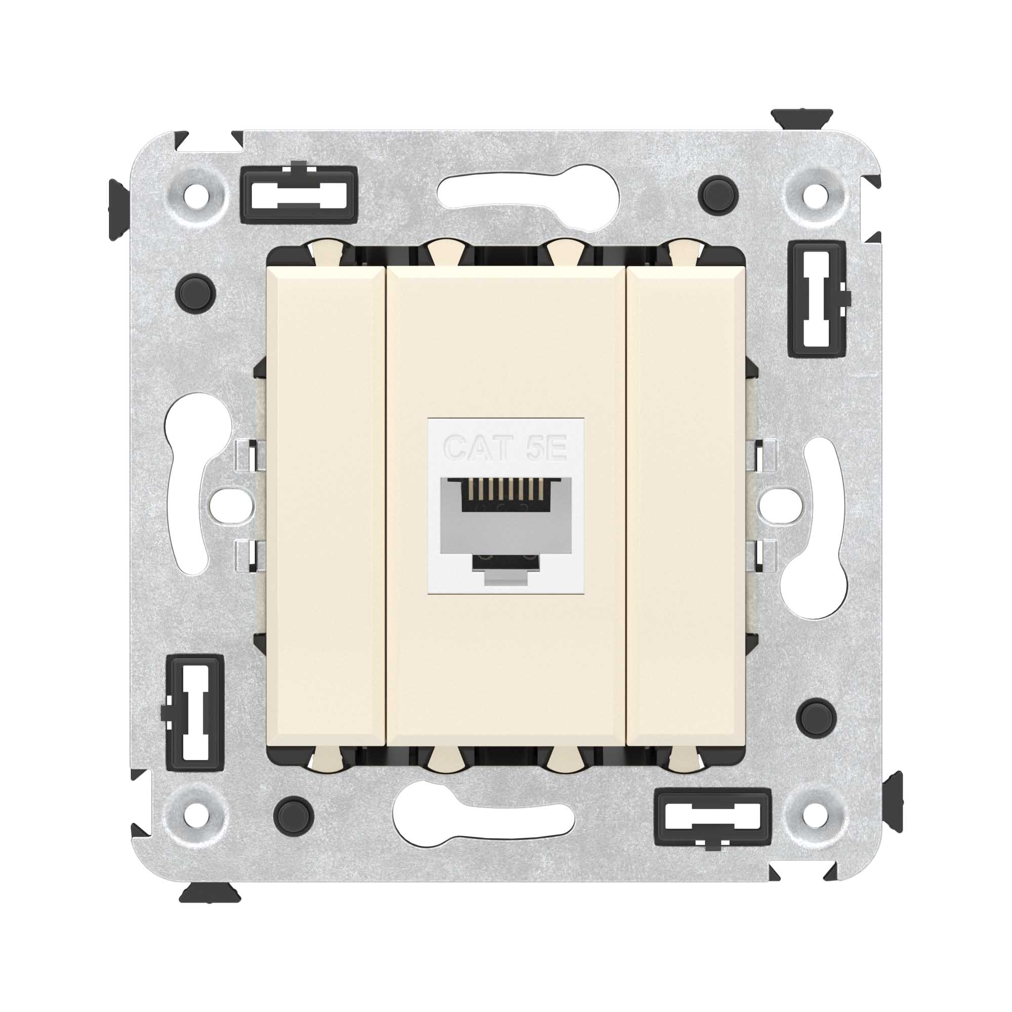 Фото Компьютерная розетка RJ-45 DKC Avanti без шторки в стену, кат.5е одинарная, Ванильная дымка {4405663}