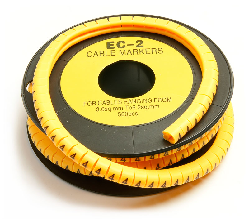 Фото Hyperline EC-2-4 Маркер для кабеля д.7.4мм, цифра 4 {18056}