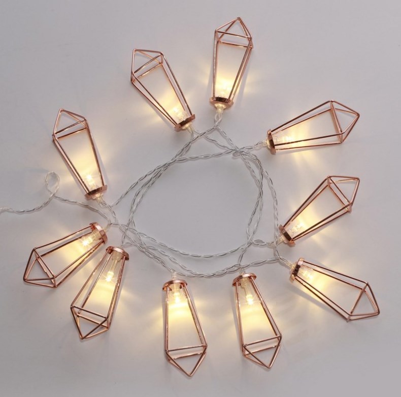 Фото Гирлянда светодиодная "Кристаллы" бронзовые 10 LED, 1,5 м, прозрачный ПВХ, теплый белый {304-019}