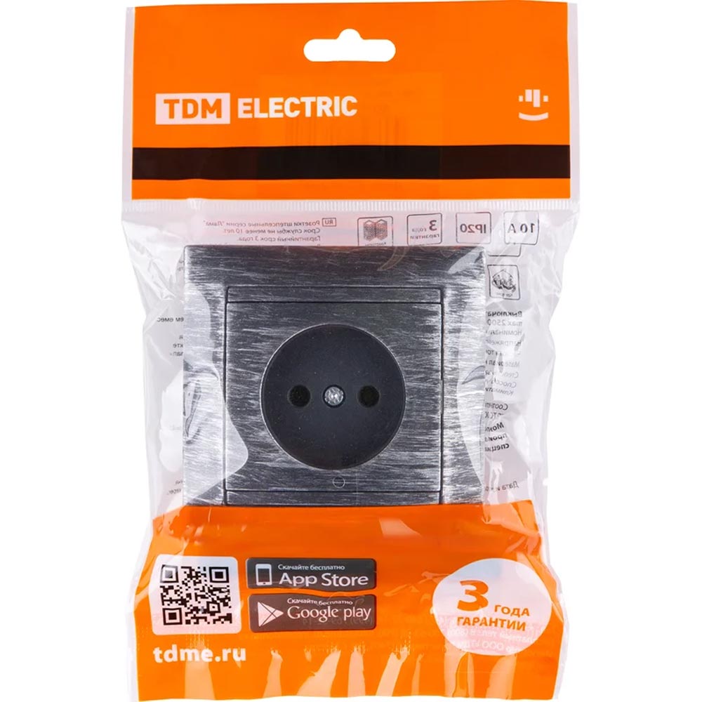 Фото Розетка 2П 10А 250В старинное серебро "Лама" TDM {SQ1815-0663} (3)