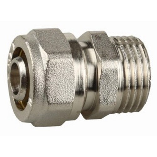 Фото Соединитель ЗУБР с наружной резьбой, цанга-штуцер,1/2"х16х2,0 мм, никель {51401-16-1/2}