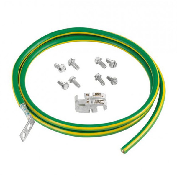 Фото Комплект для заземления шкафа: кабель №6 AWG (16 мм2) длиной 1,52 м, с одним наконечником 45°, болты, антиоксидант PANDUIT RGCBNJ660P22 {31220}