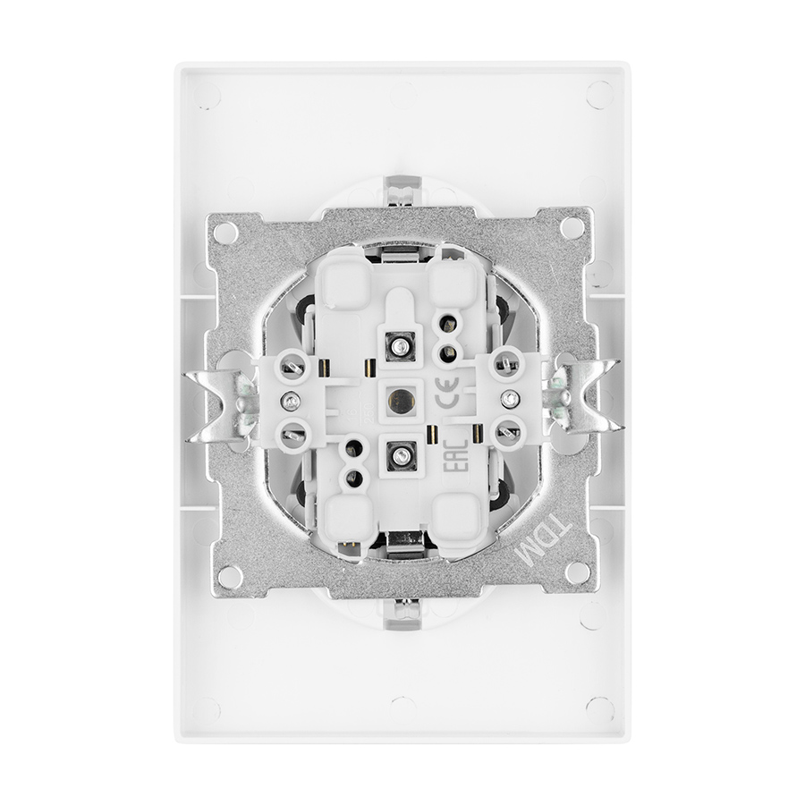 Фото Розетка двойная 2П+З 16А 250В с защ. шт. белая "Сенеж" TDM {SQ1816-0037} (2)