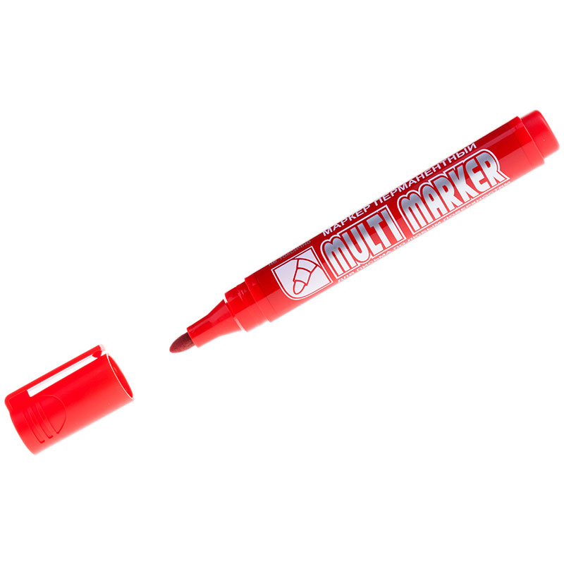 Фото Перманентный маркер Crown Multi Marker CPM-800, пулевидный наконечник, 3 мм, красный {002674}