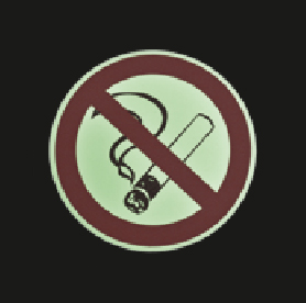 Фото Противоскользящий напольный знак "Курение запрещено", фотолюминесцентный, белый-красный-чёрный, круг Ø 400 мм {MBXK002400}