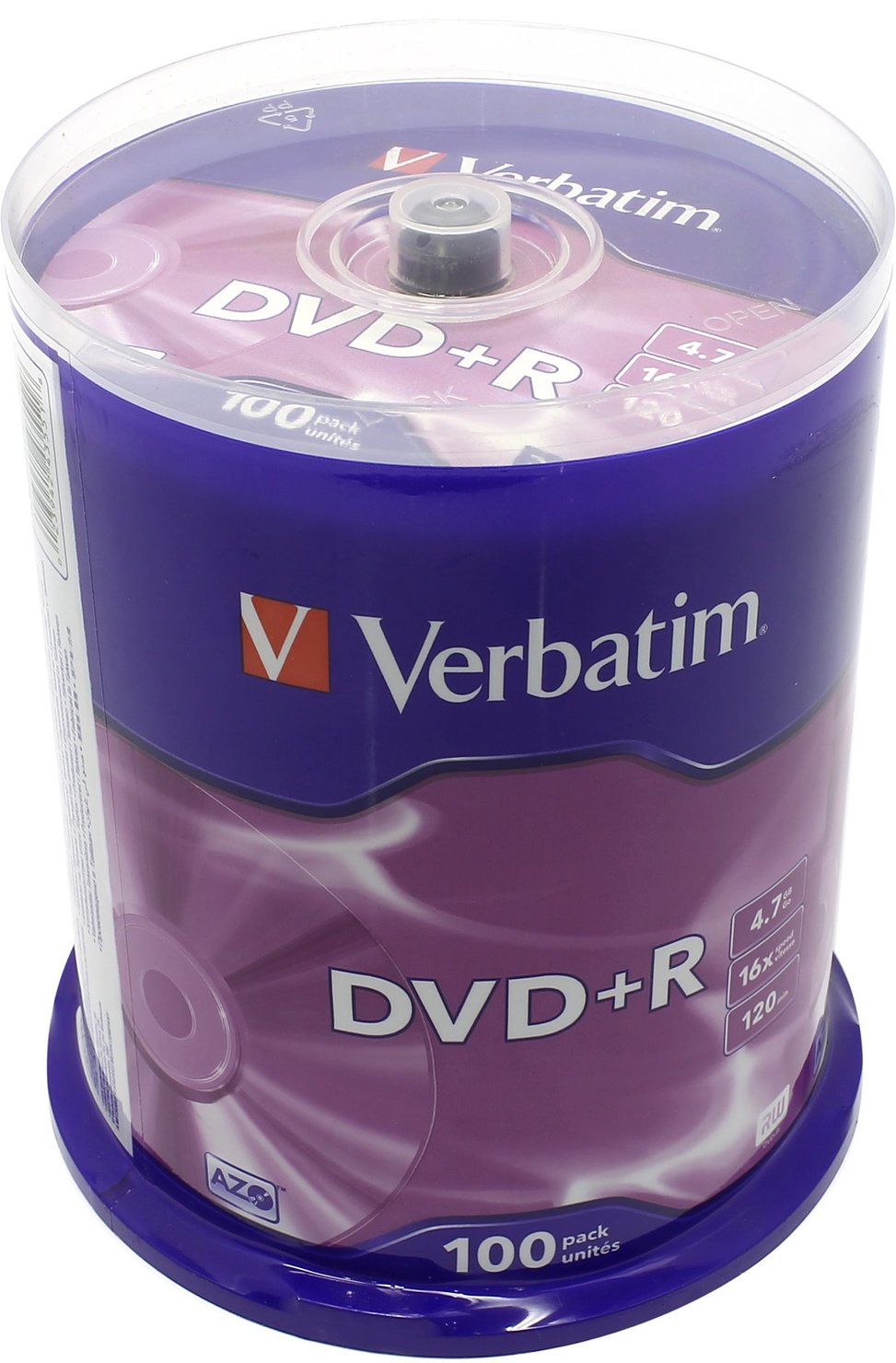 Фото Диск DVD+R Verbatim 4.7 Gb, 16x, Cake Box (100), (100/400) {43551}