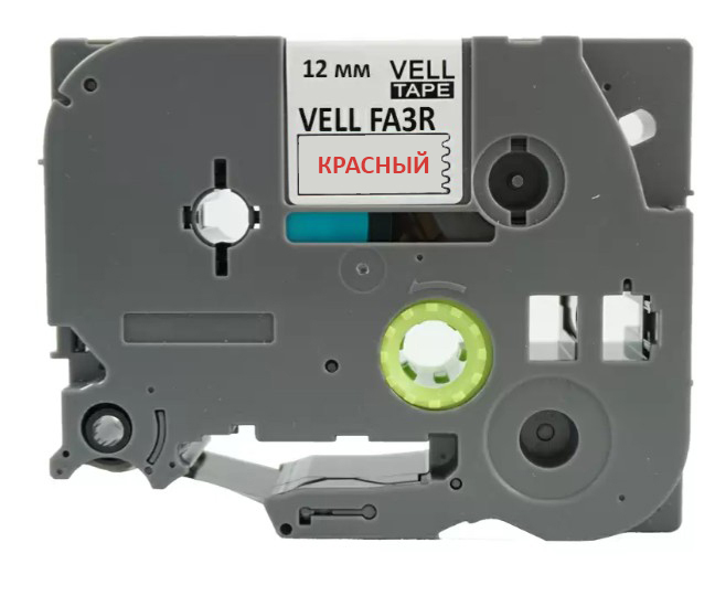 Фото Тканевая лента Vell TZE-FA3R (12 мм x 3 м, красный на белом) {Vell-FA3R} (1)
