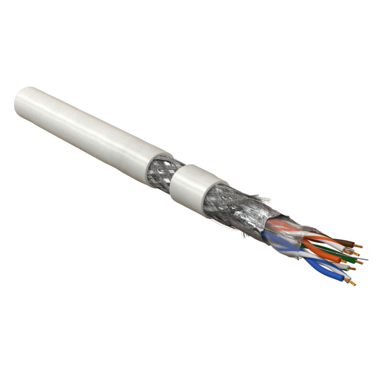 Фото Hyperline SFUTP4-C5E-P26-IN-PVC-WH-305 (305 м) Кабель витая пара, экранированная SF/UTP, категория 5 {445030}