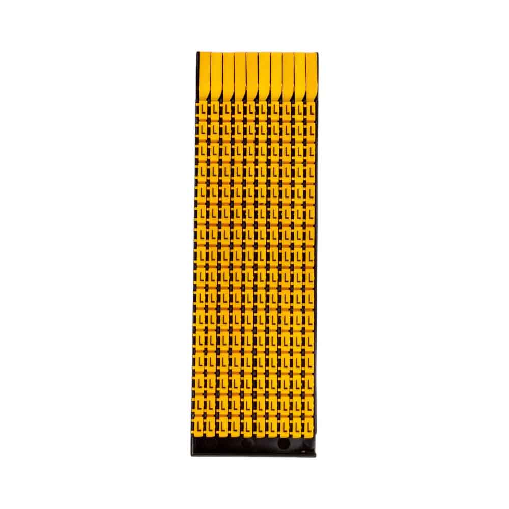 Фото Маркер для кабеля сечением 4-6мм символ "L", желтый, DKC {MKCLS3} (упак 160 шт)