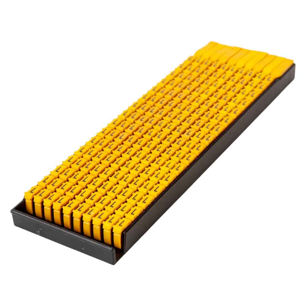 Фото Маркер для кабеля сечением 4-6мм символ "L", желтый, DKC {MKCLS3} (упак 160 шт) (1)